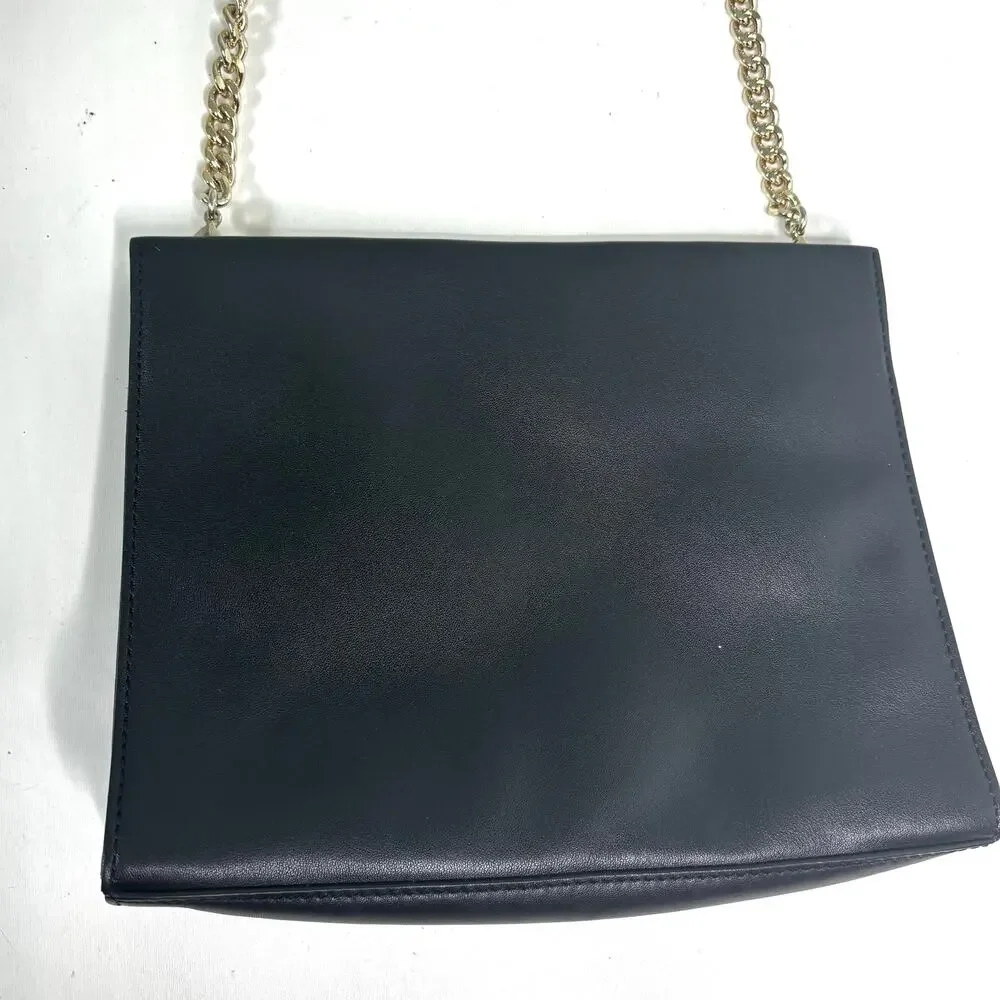 DVF Soirée Tuxedo Bag Black Leather, Suede Gold Chain